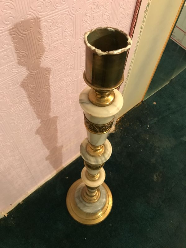 Photo 3 of MARBLE AND BRASS CANDLESTICK HOLDER 36” TALL