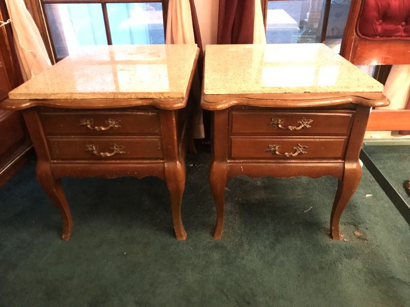 Photo 1 of GRANITE TOPPED BEDSIDE TABLES 21”x28”x22”