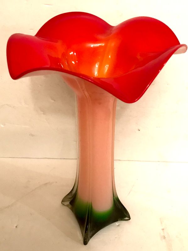 Photo 2 of ART GLASS FLOWER DESIGN 14.5” H