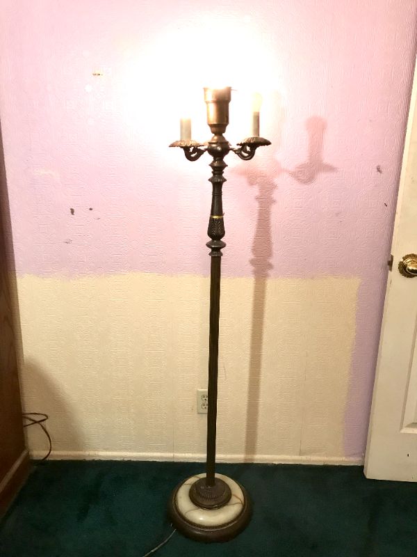 Photo 2 of ANTIQUE METAL LAMP WITH MARBLE BASE 59” TALL