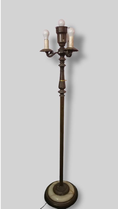 Photo 1 of ANTIQUE METAL LAMP WITH MARBLE BASE 59” TALL