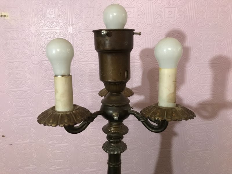 Photo 4 of ANTIQUE METAL LAMP WITH MARBLE BASE 59” TALL