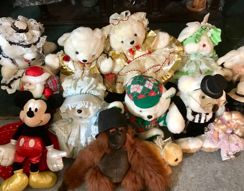 Photo 1 of VERY OLD STUFFED ANIMALS WITH OUTFITS AND MORE