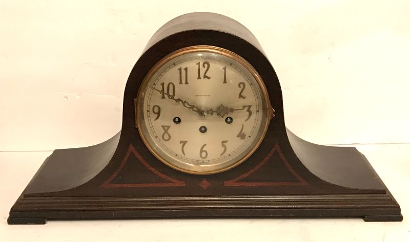 Photo 1 of ANTIQUE SETH THOMAS 4 JEWEL CAMELBACK MANTLE CLOCK