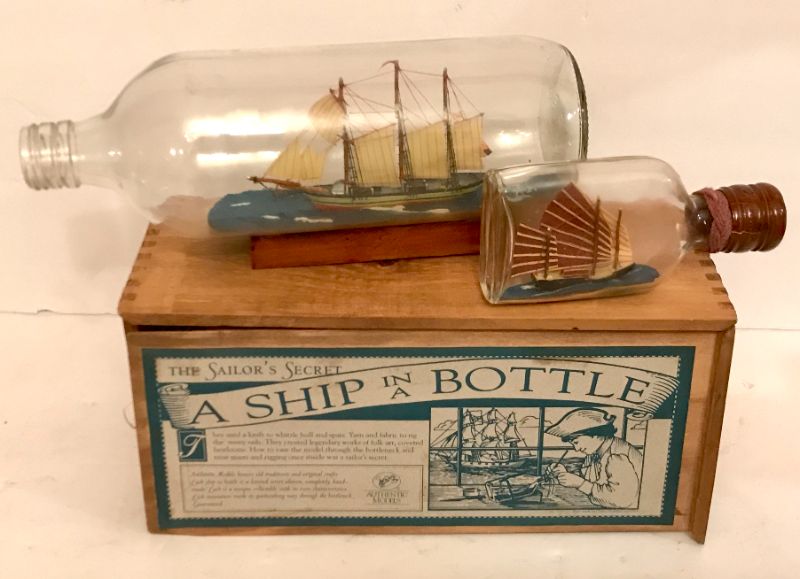 Photo 1 of THE SAILORS SECRET…..A SHIP IN A BOTTLE AND SMALLER SHIP IN BOTTLE