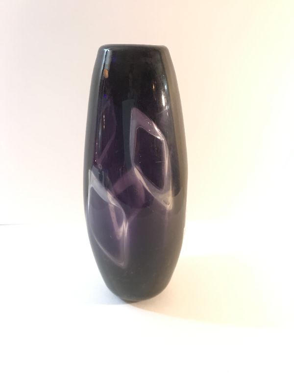 Photo 2 of VINTAGE BOHEMIAN PURPLE ART GLASS VASE 13 INCHES