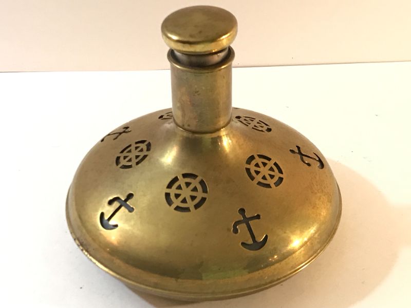 Photo 3 of SWEDISH VINTAGE NAUTICAL BRASS DECANTER