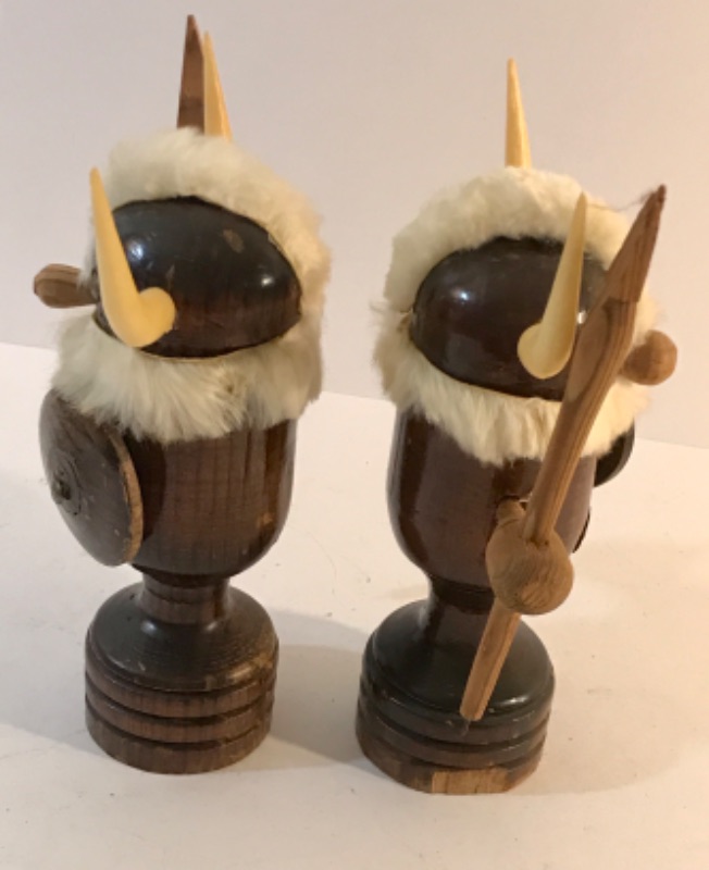 Photo 2 of MIDCENTURY SCANDANAVIAN WOODEN VIKING FIGURE 8.5” H