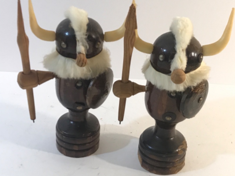 Photo 1 of MIDCENTURY SCANDANAVIAN WOODEN VIKING FIGURE 8.5” H