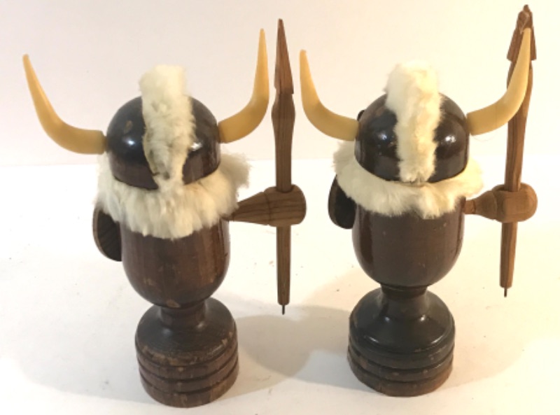 Photo 3 of MIDCENTURY SCANDANAVIAN WOODEN VIKING FIGURE 8.5” H