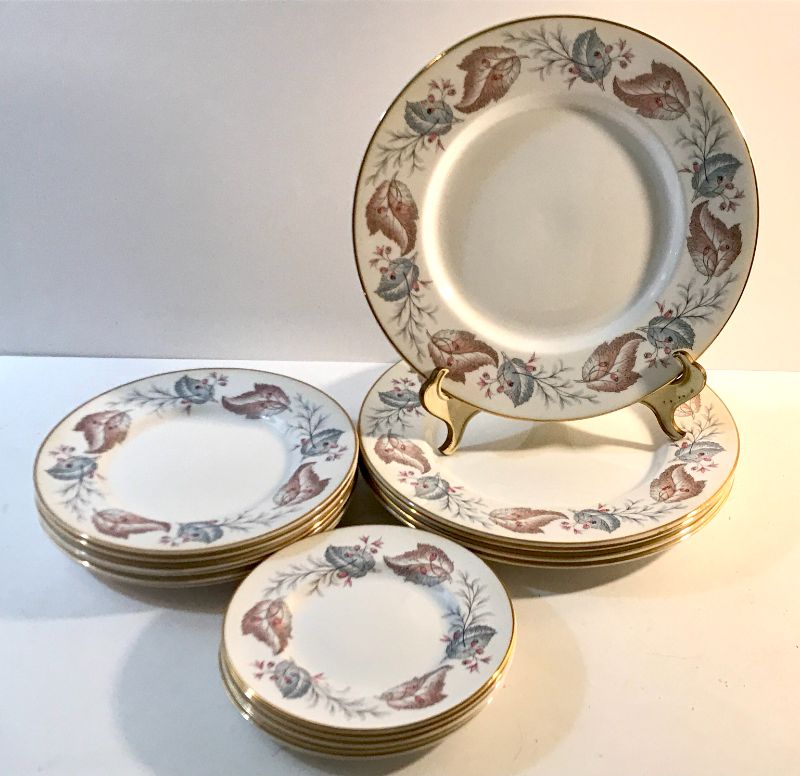 Photo 1 of TUSCAN FINE ENGLISH BONE CHINA “SHERWOOD”  5 DINNER PLATES 10.5”/ 6 DESSERT PLATES 8.5” / 5 BREAD PLATES 6.5”