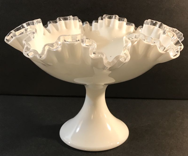 Photo 1 of FENTON SILVERCREST RUFFLED EDGE PEDESTAL BOWL 1950