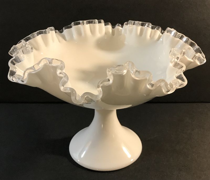 Photo 2 of FENTON SILVERCREST RUFFLED EDGE PEDESTAL BOWL 1950