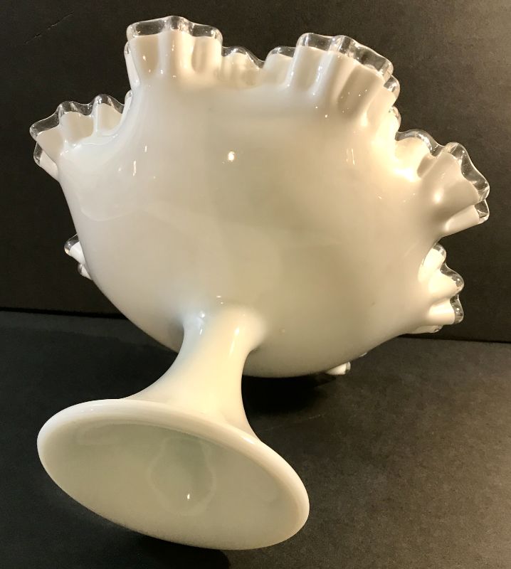 Photo 3 of FENTON SILVERCREST RUFFLED EDGE PEDESTAL BOWL 1950