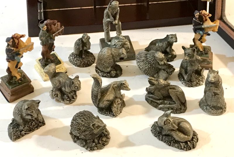 Photo 1 of PEWTER MINIATURES IN DISPLAY BOX 8.5”x 10”