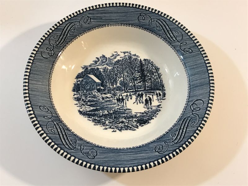 Photo 2 of CURRIER & IVES THE ROCKY MOUNTAIN UNDERGLAZED PRINT BY ROYAL 8 BOWLS STAMPED 8” NO CHIPS