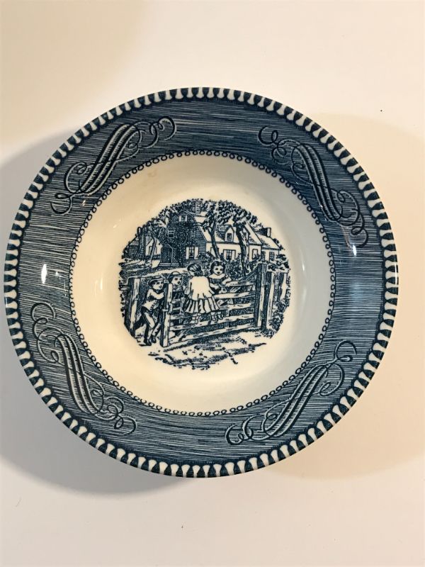 Photo 3 of CURRIER & IVES THE ROCKY MOUNTAIN UNDERGLAZED PRINT BY ROYAL 12 CUSTARD BOWLS NO CHIPS SOME STAMPED