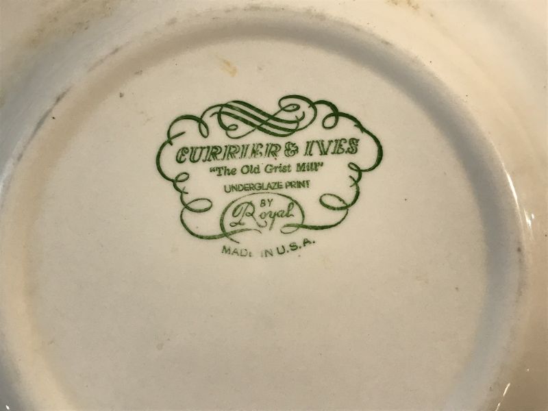Photo 2 of CURRIER & IVES THE ROCKY MOUNTAIN UNDERGLAZED PRINT BY ROYAL 10 DINNER PLATES 10” NO CHIPS STAMPED