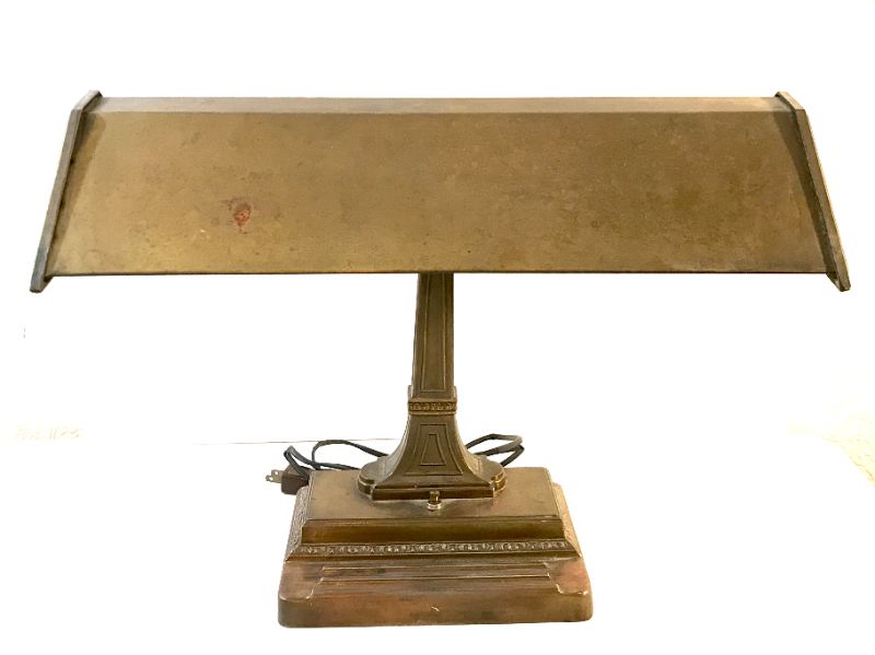 Photo 1 of VINTAGE ART DECO COPPER AND STEEL ADJUSTABLE DESK LAMP