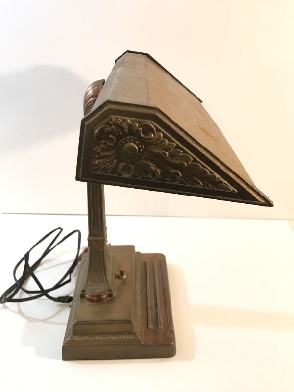 Photo 2 of VINTAGE ART DECO COPPER AND STEEL ADJUSTABLE DESK LAMP