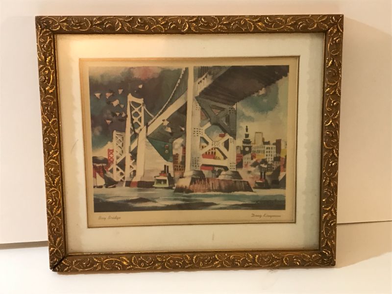 Photo 1 of VINTAGE WATER COLOR BAY BRIDGE SIGNED BY ARTIST