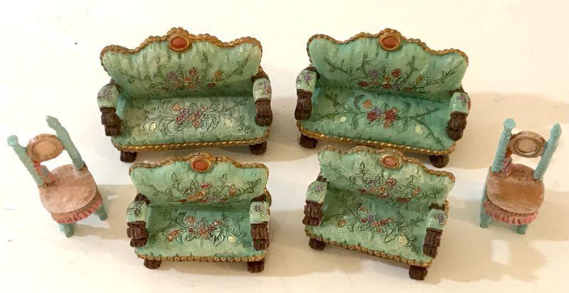 Photo 1 of VINTAGE MINIATURE RESIN COUCHES AND CHAIRS