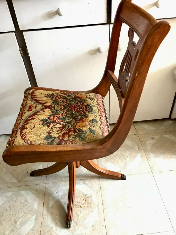 Photo 2 of VINTAGE PIANO CHAIR WITH TAPESTRY SEAT
