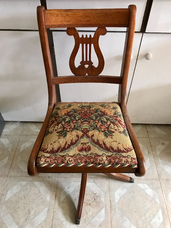 Photo 1 of VINTAGE PIANO CHAIR WITH TAPESTRY SEAT