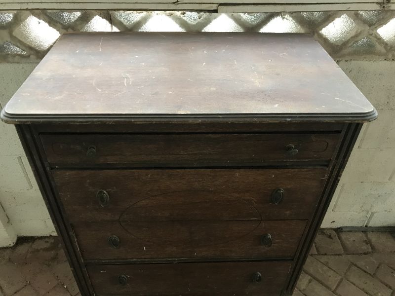 Photo 2 of ANTIQUE TALL BOY DRESSER 30”x 18”x 42” NEEDS TLC 