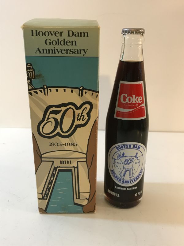 Photo 1 of LIMITED EDITION COCA-COLA HOOVER DAM GOLDEN ANNIVERSARY BOTTLE IN BOX