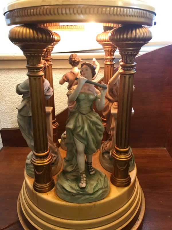 Photo 8 of VINTAGE 1950’S NEOCLASSICAL TABLE LAMP, FEATURING GREEK MUSES WITH SHADE