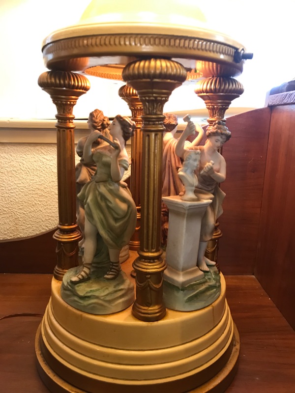 Photo 5 of VINTAGE 1950’S NEOCLASSICAL TABLE LAMP, FEATURING GREEK MUSES WITH SHADE