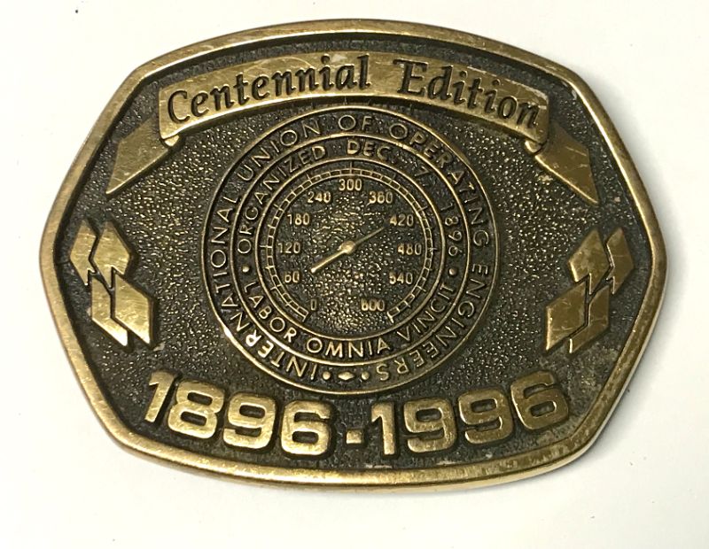 Photo 1 of IUOE CENTENNIAL BELT BUCKLE 1896-1996 INTERNATIONAL UNION OF OPERATING ENGINEERS