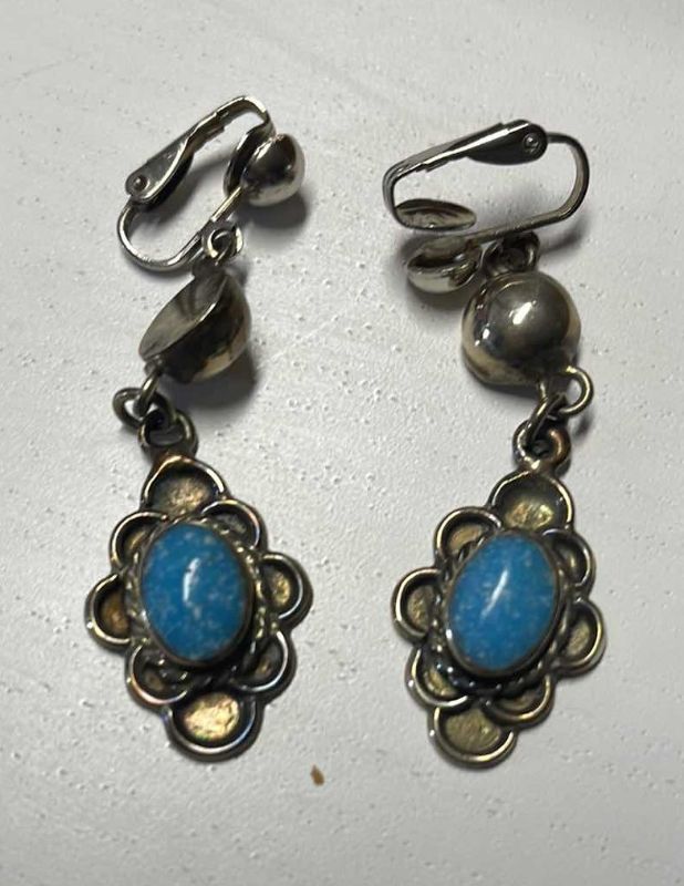 Photo 2 of STERLING & STONE LEVER BACK EARRINGS 
MADE IN MEXICO