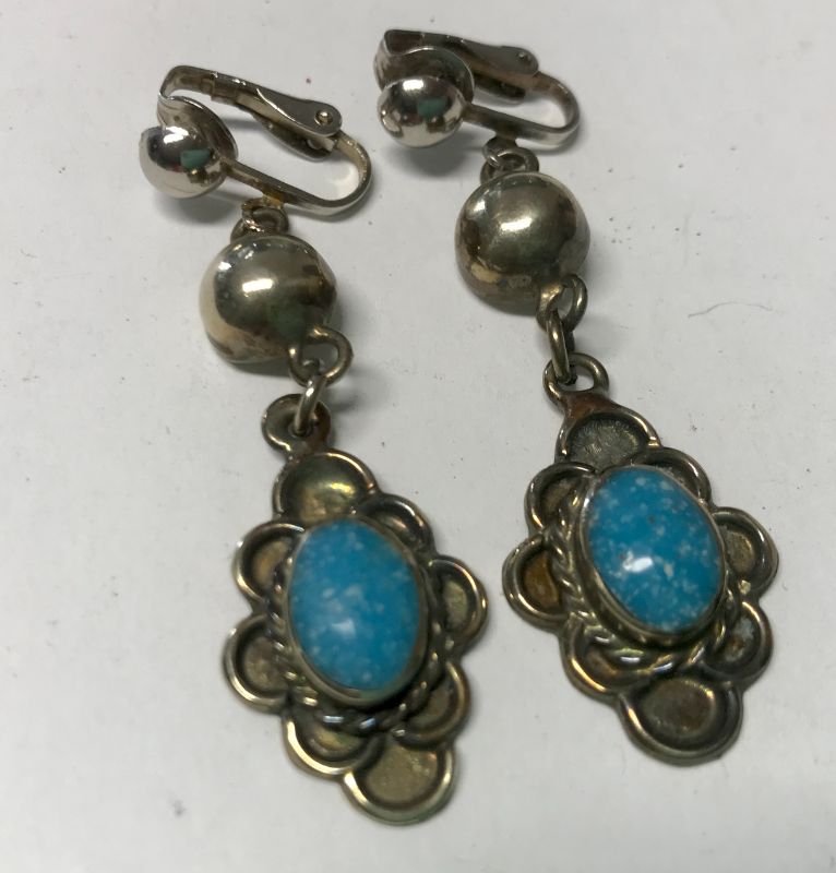 Photo 1 of STERLING & STONE LEVER BACK EARRINGS 
MADE IN MEXICO