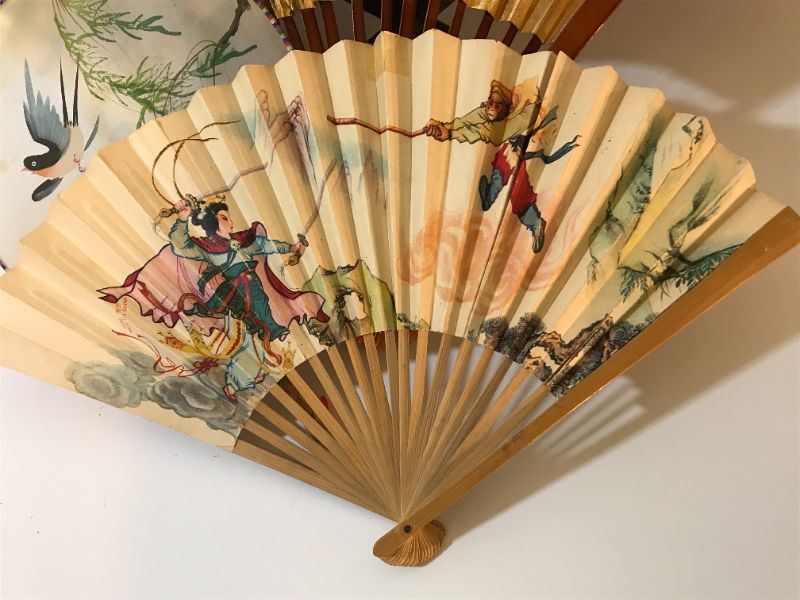 Photo 4 of VINTAGE HAND-PAINTED ASIAN FANS 