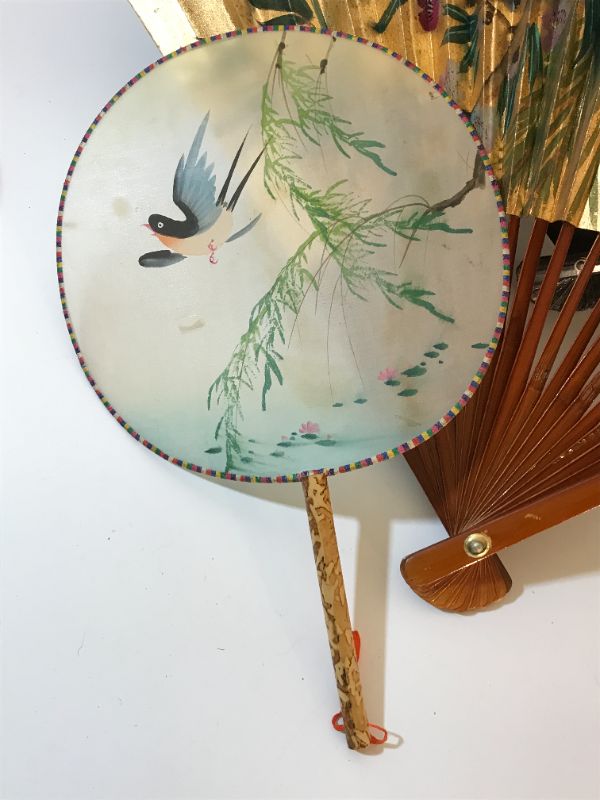 Photo 2 of VINTAGE HAND-PAINTED ASIAN FANS 