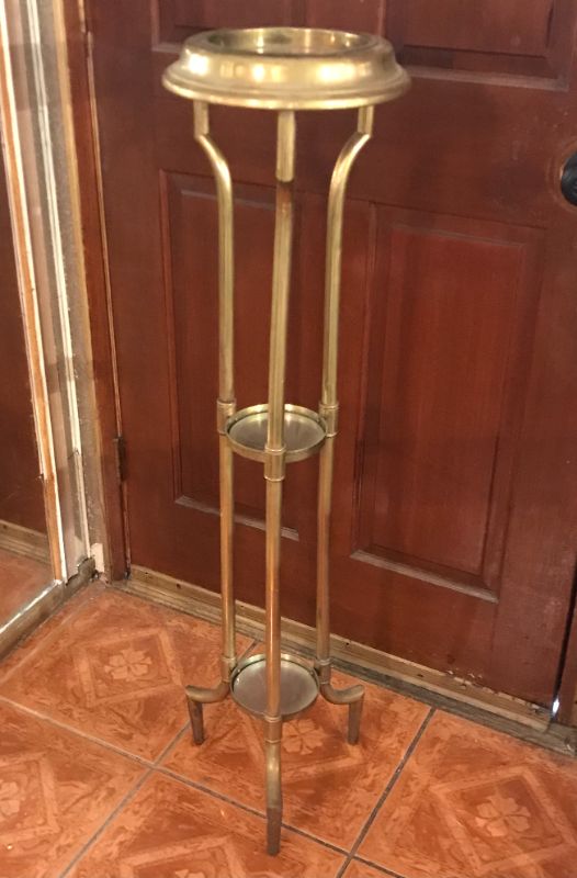 Photo 1 of ART DECO BRASS PLANT STAND / ASHTRAY H-43”