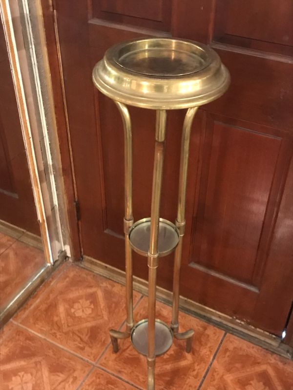 Photo 2 of ART DECO BRASS PLANT STAND / ASHTRAY H-43”