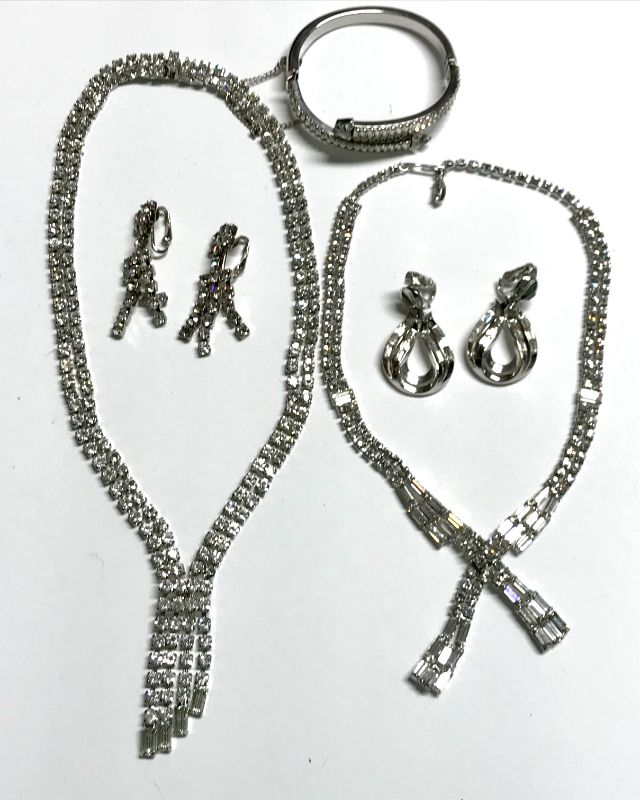 Photo 1 of VINTAGE RHINESTONE JEWELRY NECKLACES, EARRINGS & BRACELET