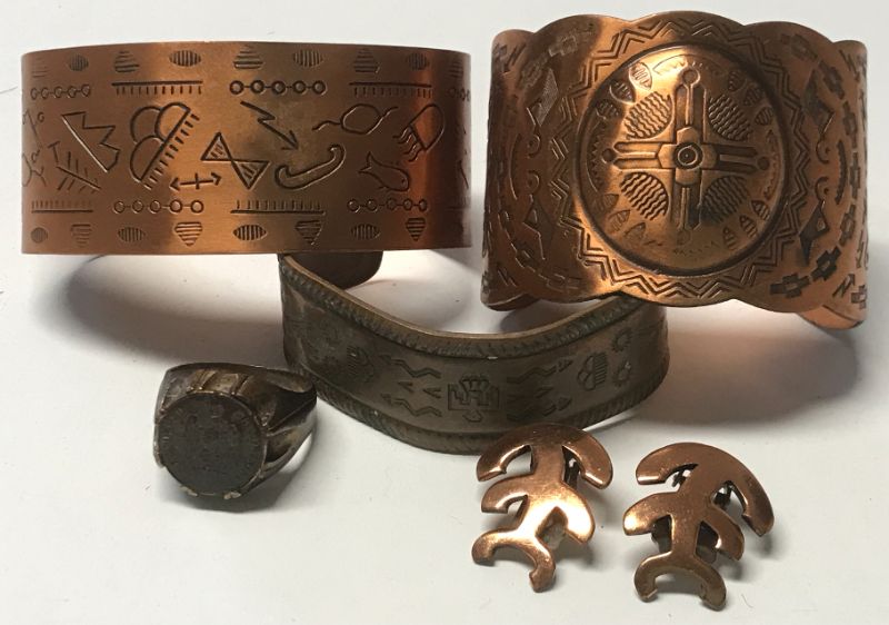 Photo 1 of VINTAGE COPPER CUFFS,EARRINGS & RING