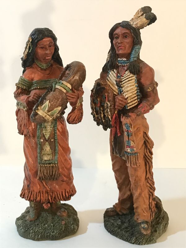 Photo 5 of NATIVE AMERICAN HAND MADE POTTERY WITH SIGNATURE ON BOTTOM / MAN AND WOMAN INDIAN STATUES 11”H AND MORE