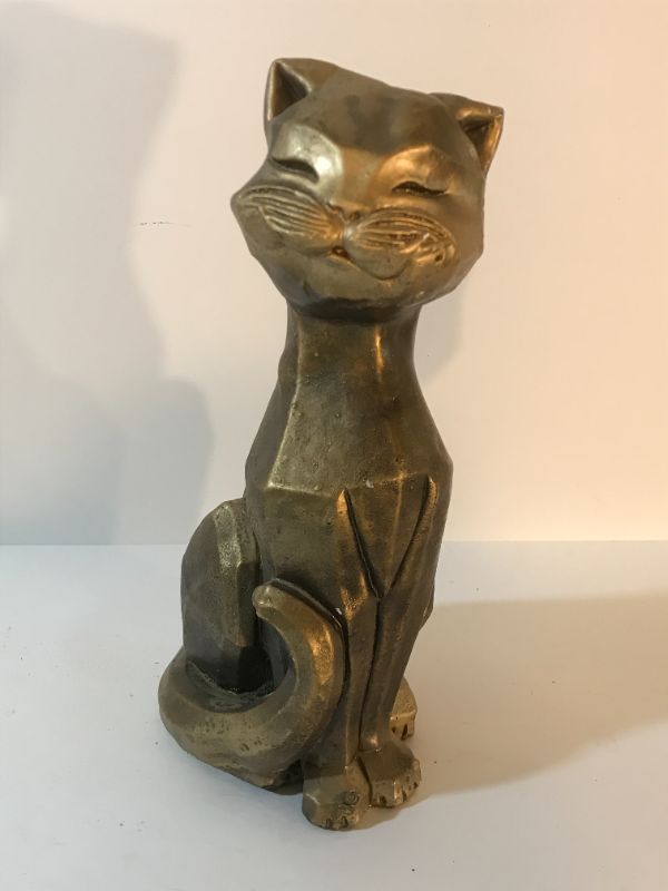 Photo 1 of ART DECO VINTAGE GOLD FOILED CAT WITH MUSTACHE 12”H