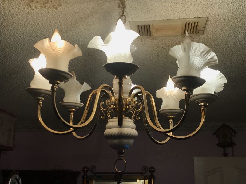 Photo 1 of VINTAGE CHANDELIER BEDROOM LAMP 30” DIA X 20”H