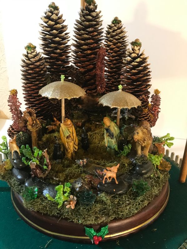 Photo 1 of SUGAR PINE ZEN GARDEN /ASIAN INSPIRED SCENE ON LAZY SUSAN 19”H HANDCRAFTED BY ROBERTA DARREN 