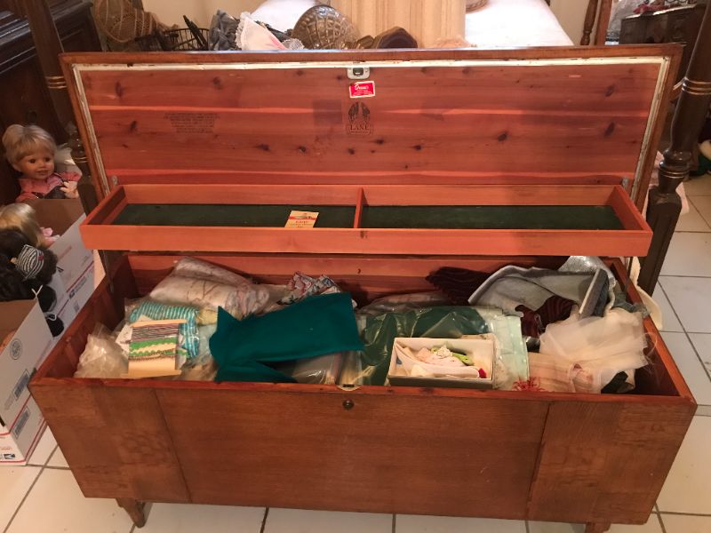 Photo 5 of LANE CEDAR CHEST WITH KEY AND CONTENTS / FABRIC 48”x 18”x 21”