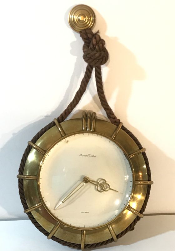 Photo 1 of RARE PHINNEY WALKER BRASS & ROPE WALL CLOCK