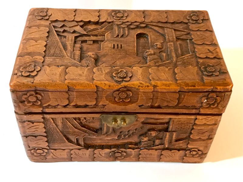 Photo 1 of HAND CARVED CHINESE CAMPHOR WOOD KEEPSAKE BOX
10”X6”X5.5”