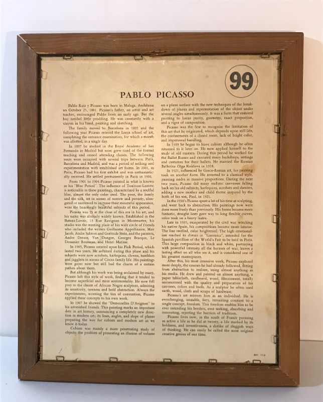 Photo 3 of PABLO PICASSO VINTAGE FRAMED PRINT 16” X 13”