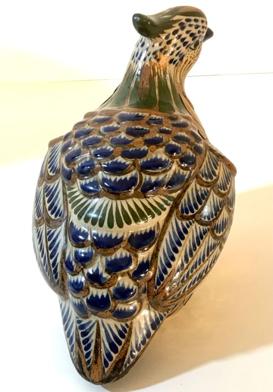 Photo 3 of VINTAGE TONALA MEXICAN BRASS QUAIL POTTERY